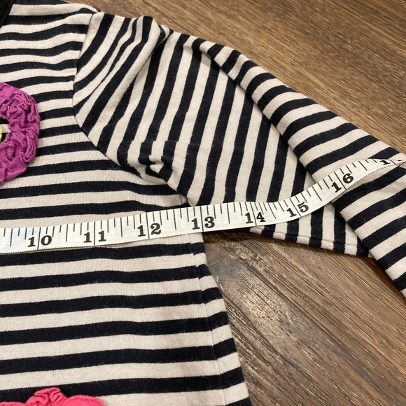 Hanna Andersson Long Sleeve Black & Gray Stripe Dress With Flowers Size 4T - Picture 6 of 9
